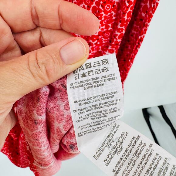 Boden Red Floral Long Sleeve Shift Dress Size 20/22R Boho Midi Workwear - Picture 5 of 8